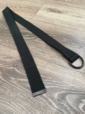 Salvage Black Webbing Belt with Metal D-Rings